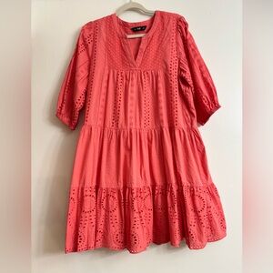 🪸 Coral Eyelet Dress